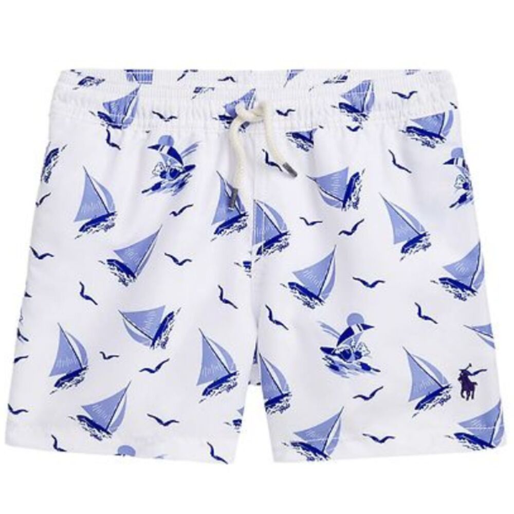 NWT* Polo Ralph Lauren Swim Trunks in White & Blue - Toddler 12 Months